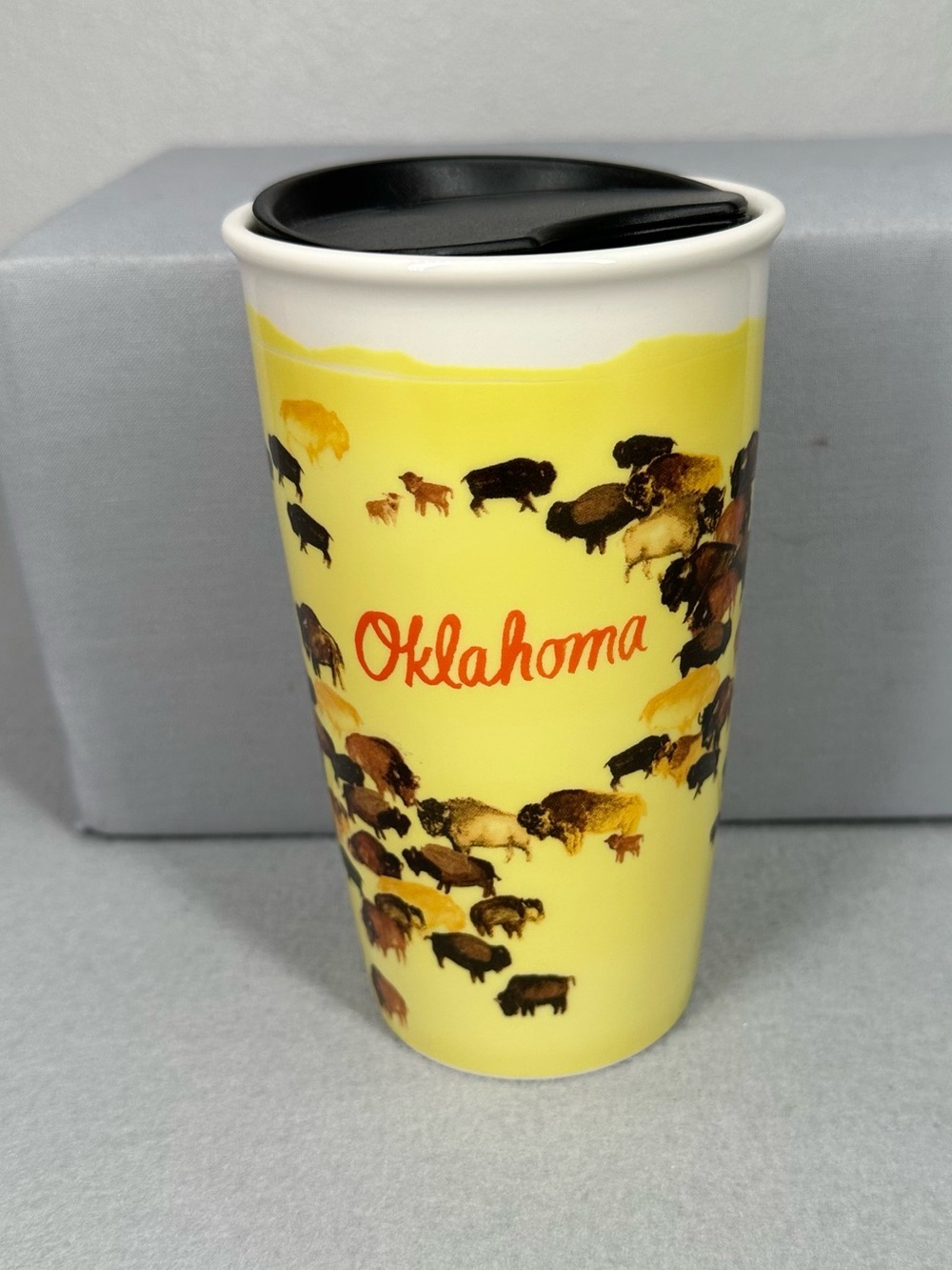 Starbucks Oklahoma "Buffalo Roam" 12oz double-wall ceramic travel tumbler